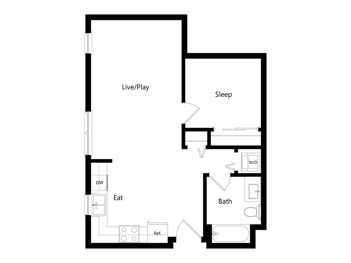 Floor Plan - Ashby Traditional 1 Bedroom
