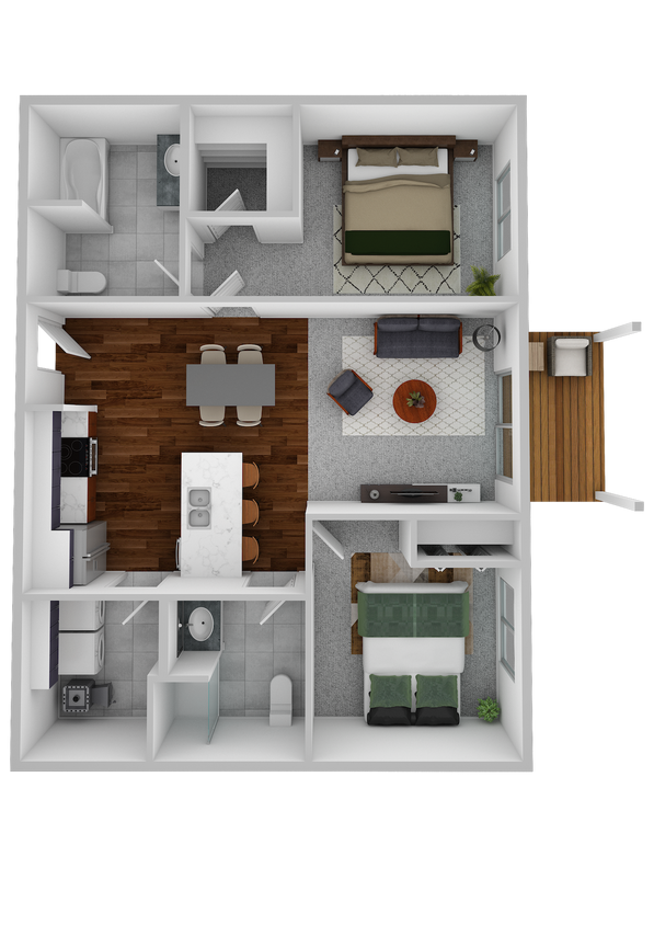 Floor Plan - Apartment Style- 2 Bedroom 2 Bathroom