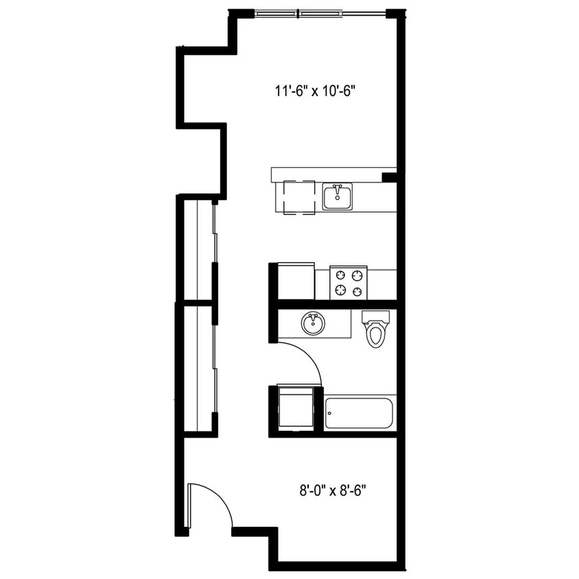 Floor Plan - Studio + Alcove A