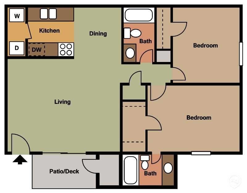 Floor Plan - 2 Bed 2 Bath Standard