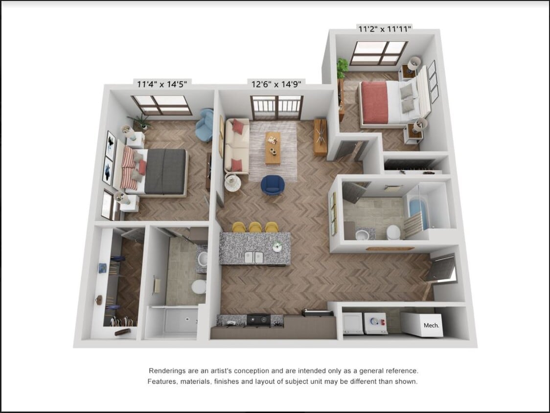 Floor Plan - 2B2B Ash J