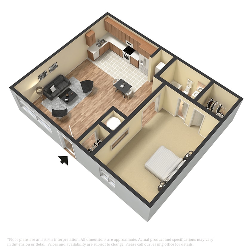 Floor Plan - 1 Bedroom 1 Bathroom