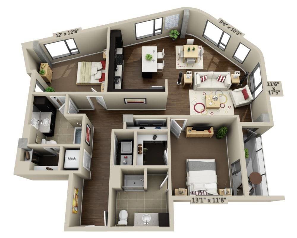 Floor Plan - Two Bedroom B2X