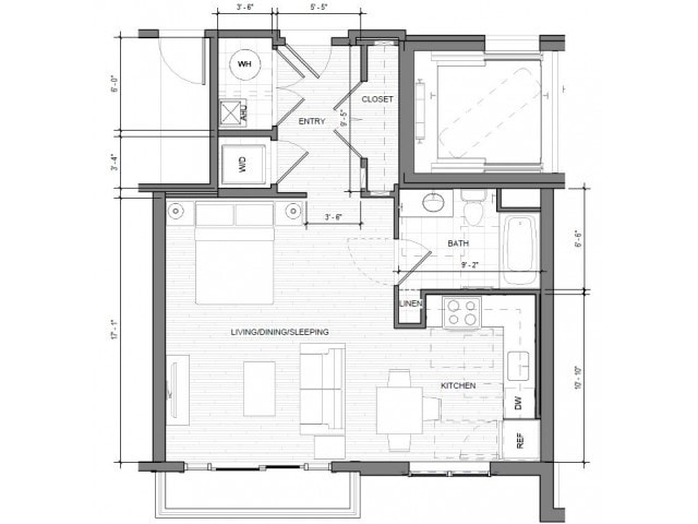 Floor Plan - Studio-B-Balcony