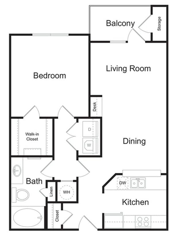 The Peachtree 1 bedroom 1 bathroom 794 sq ft apartment home at The Kendrick located in Atlanta, GA 30324 - The Peachtree