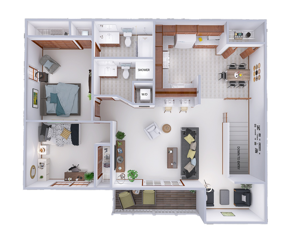 Floor Plan - 2 Bed, 2 Bath Upper w/ Loft