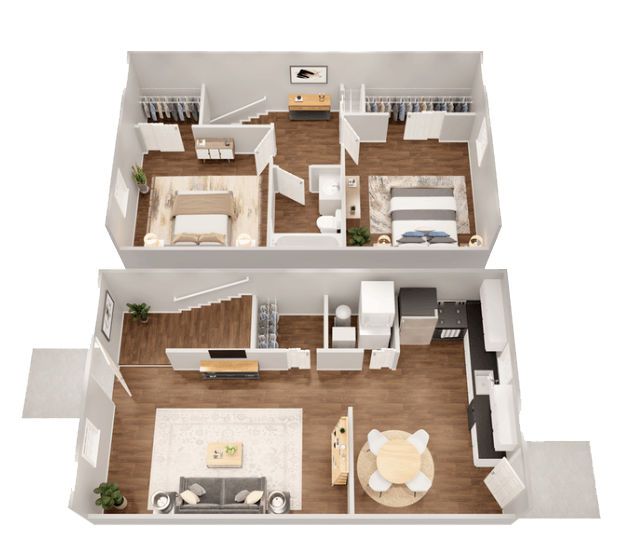 Floor Plan - 2 Bedroom 1 Bath Townhome - Renovated
