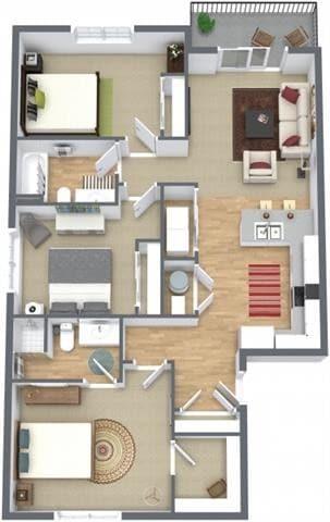 Floor Plan - 3 Bedrooms / 2 Bathrooms
