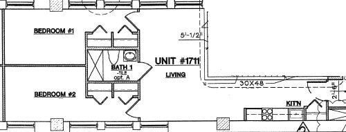 Floor Plan - 2 Bed,1 Bath - Style D
