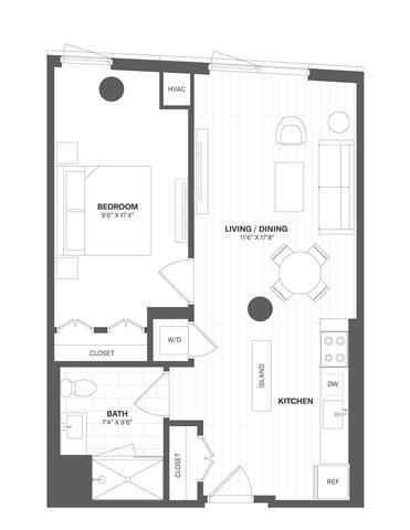 Floor Plan - 1 Bed/1 Bath-a46