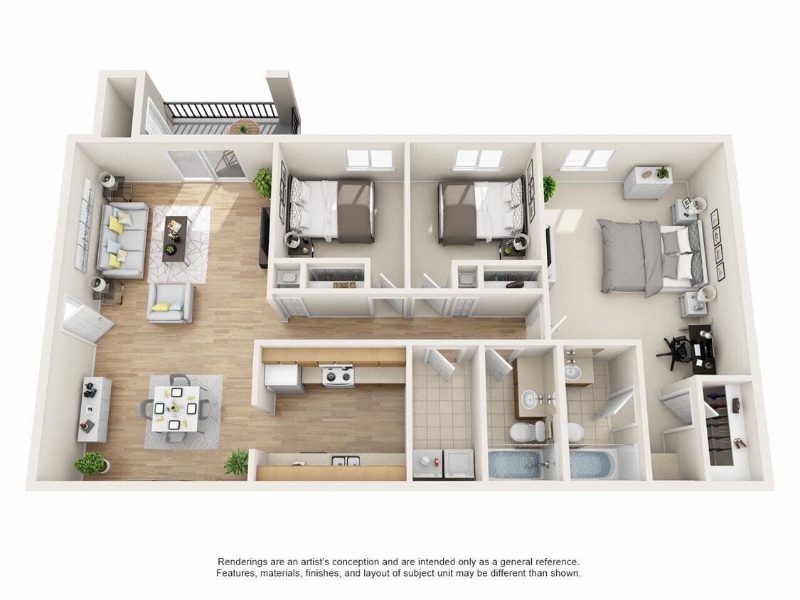 Floor Plan - 3 Bedroom 2 Bathroom Gold