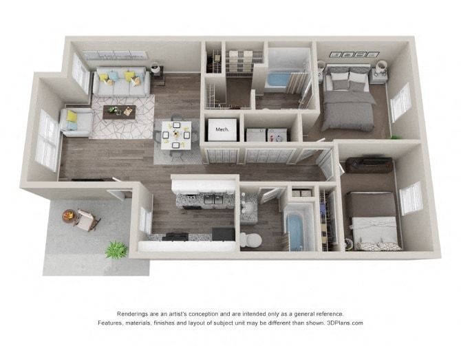Floor Plan - 2 Bed 2 Bath