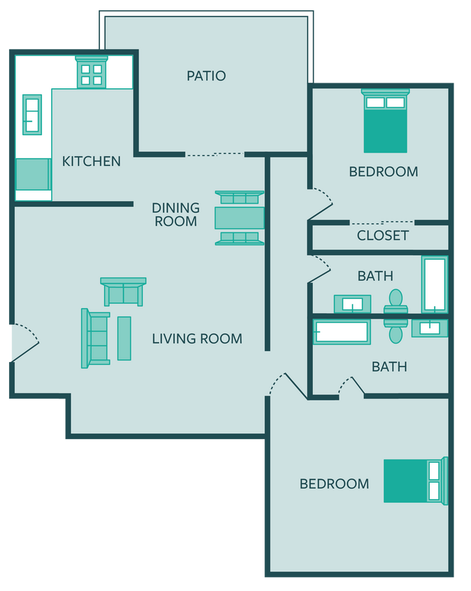 Floor Plan - Deluxe- 2Bed 2Bath