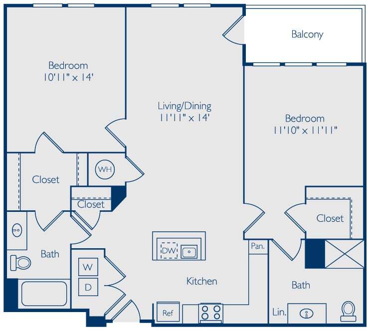 Floor Plan - 2 Bed 2 Bath B2C