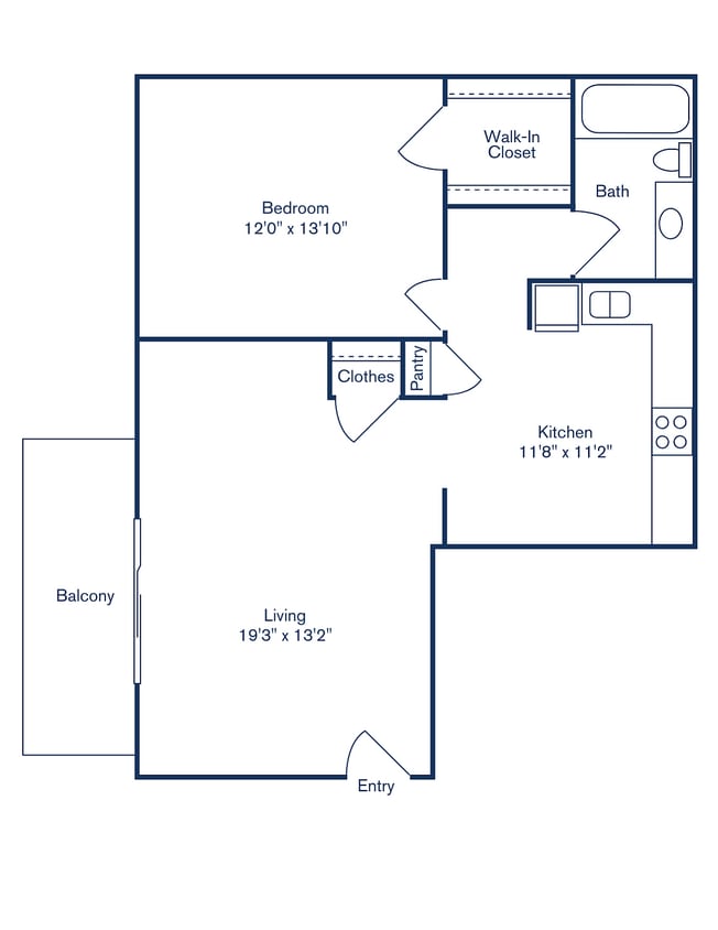 1 Bed, 1 Bath | 683 sq.ft. - Phase I, Floorplan B, 1 Bedroom, 1 Bath