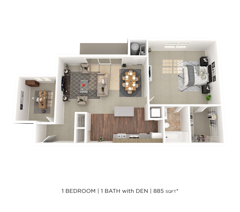 Floor Plan - One Bedroom w/ Den - 885 sqft