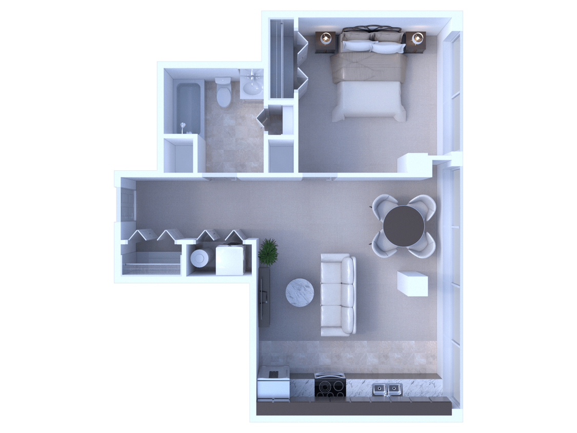 RiverView 1BD 1Bath 687sqft - 1 Bedroom / 1 Bathroom - 687