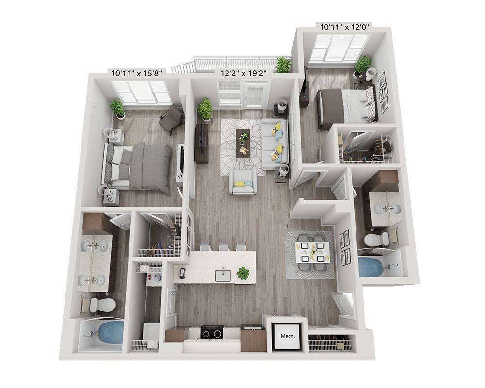 Floor Plan - Two Bedroom B2J