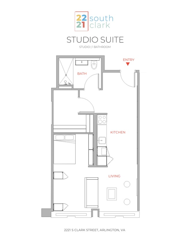 Floor Plan - 1 Bed 1 Bath - 574 sqft