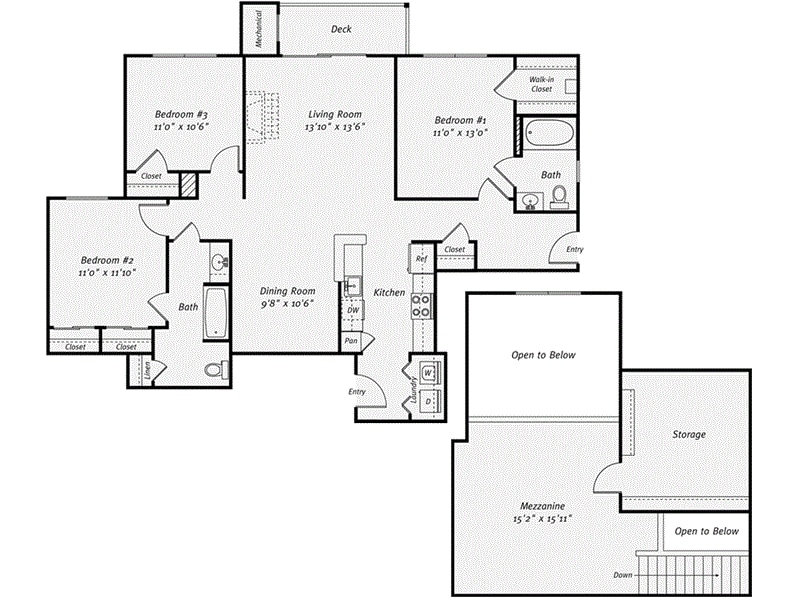 3/2 1789 sf - 3 Bed/2 Bath Loft-C1L