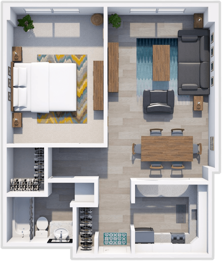 Floor Plan - 1 Bed 1 Bath