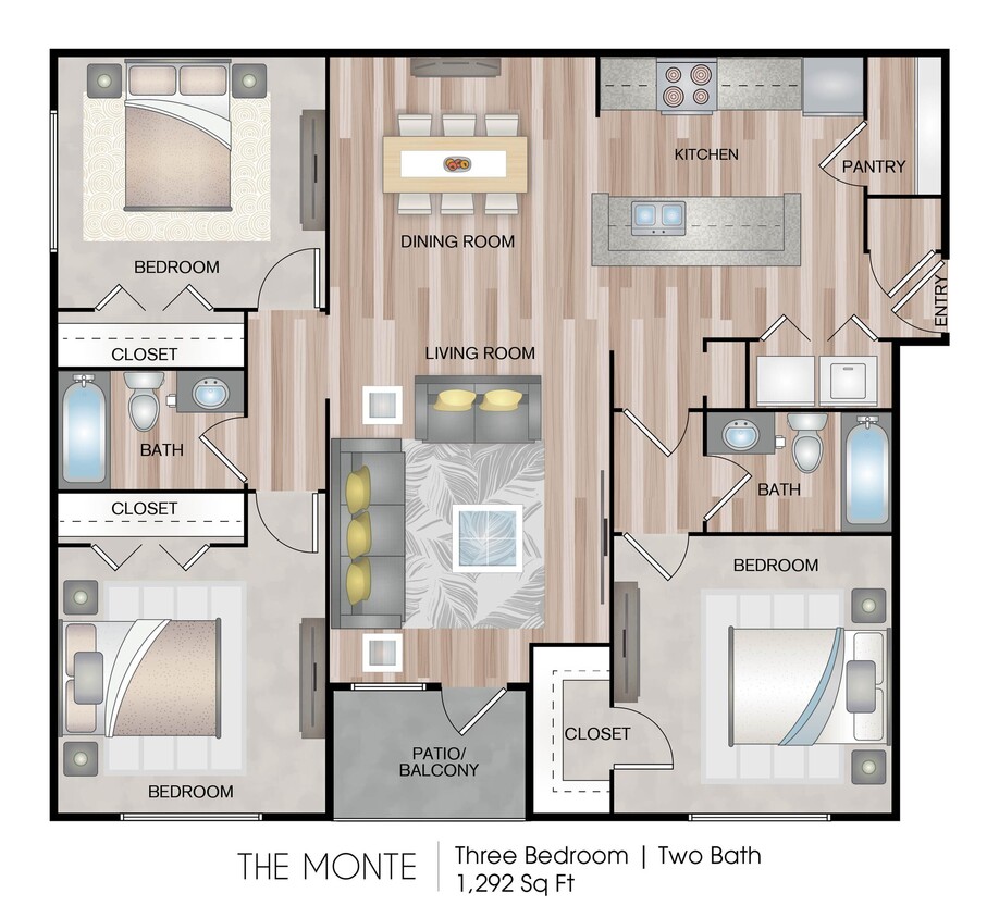 1292 square feet - The Monte