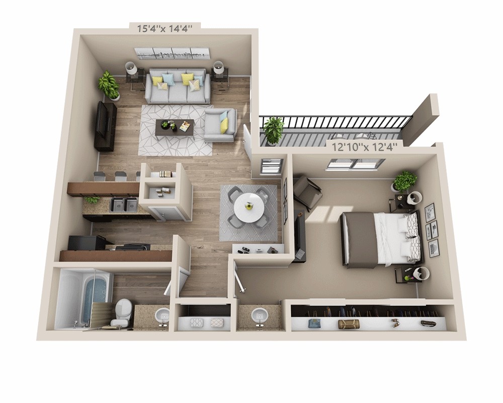 Floor Plan - One Bedroom A1ACW