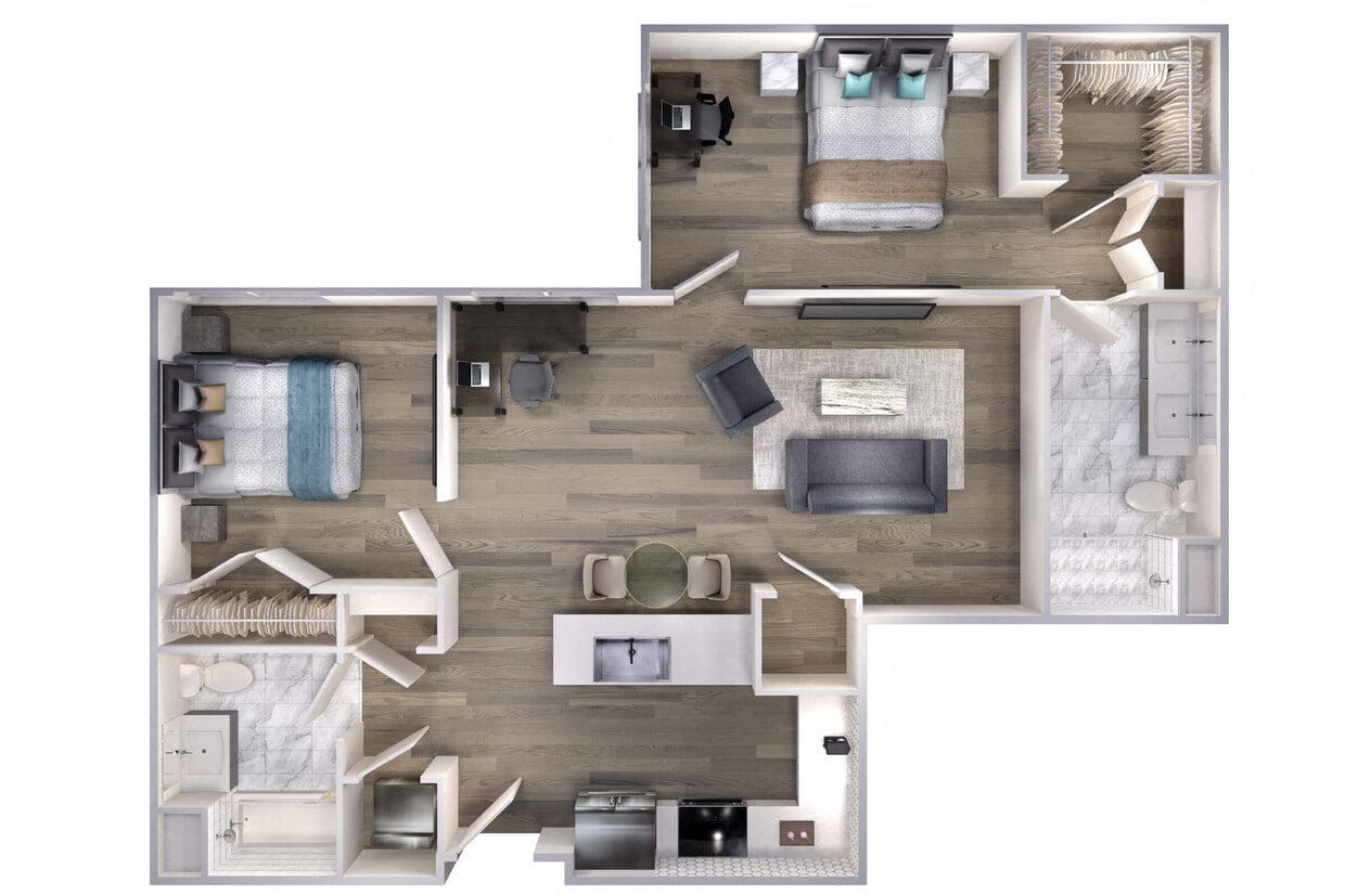 Floor Plan - Avenue F | 2 Bed/2 Bath-B3