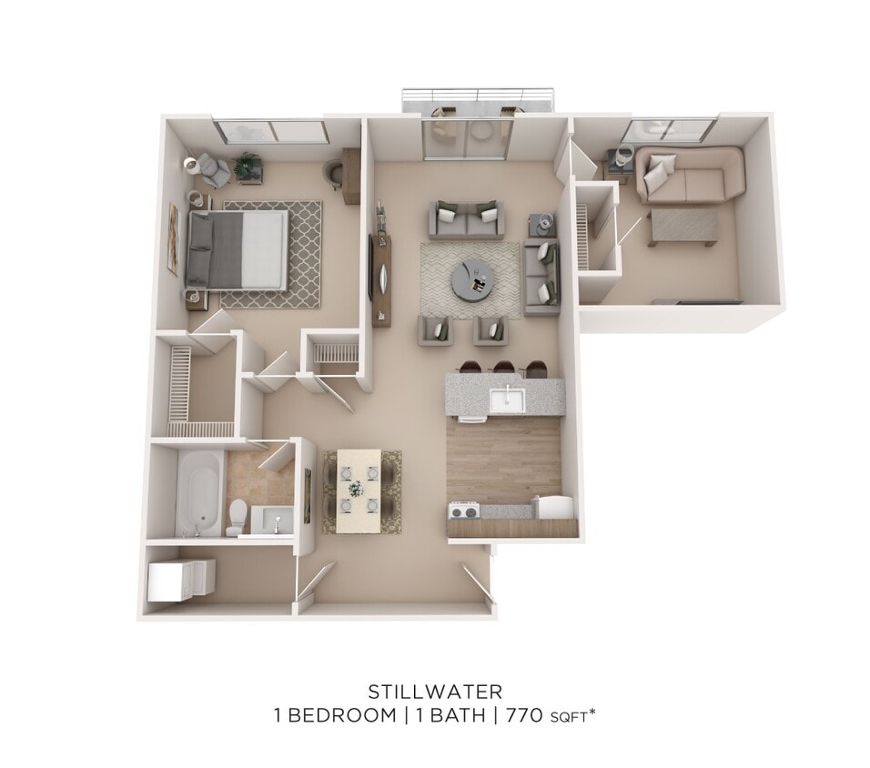 Floor Plan - One Bedroom - 770 sqft