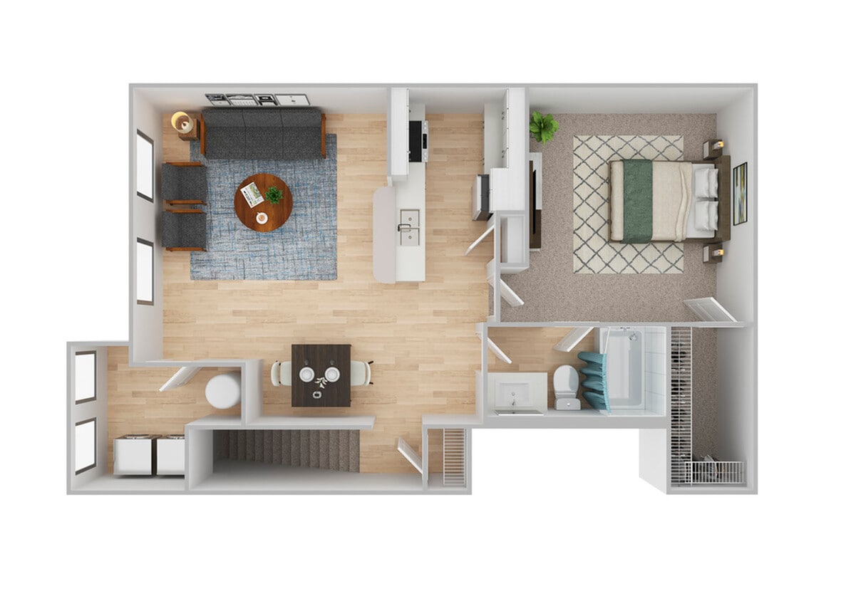 1 Bedroom | 1 Bath | 891 SF | Renovated - Saddle | Renovated