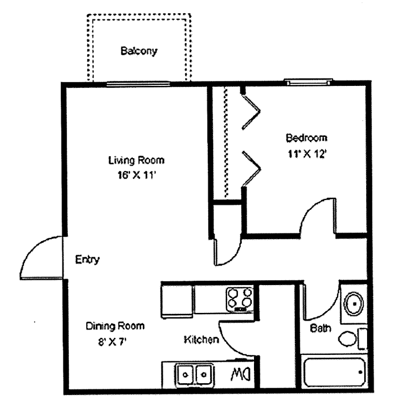 Floor Plan - 1 Bedroom