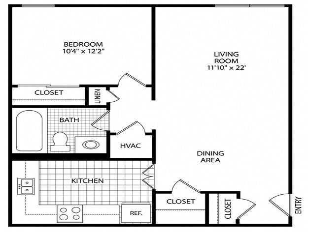 Floor Plan - 1 Bedroom 1 Bathroom