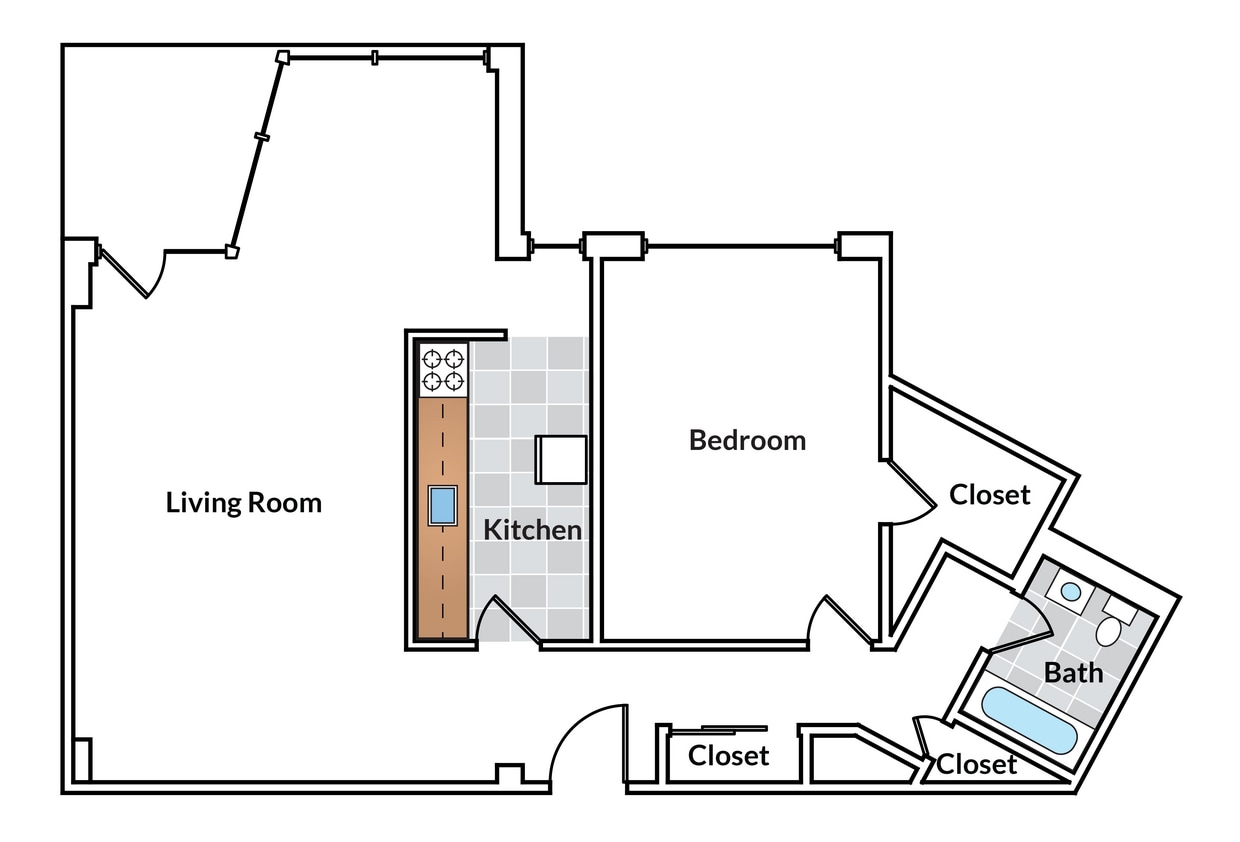 Floor Plan - 1 Bedroom with Balcony 36 Tier