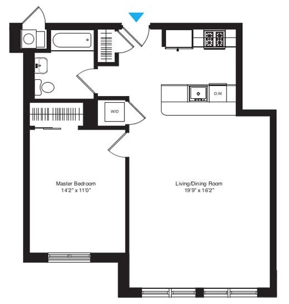 Floor Plan - aa3 1 Bed/1Bath