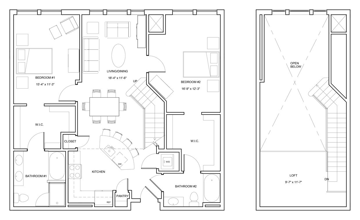 Floor Plan - 2 Bed/2 Bath Loft-B2-L-Rock Hall