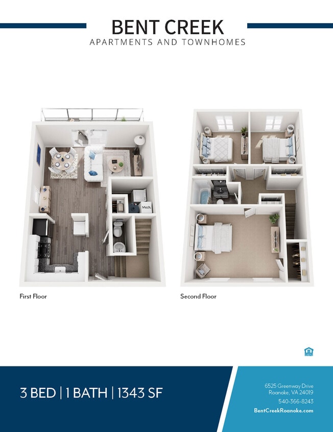 Floor Plan - 3b 1b 1343sq