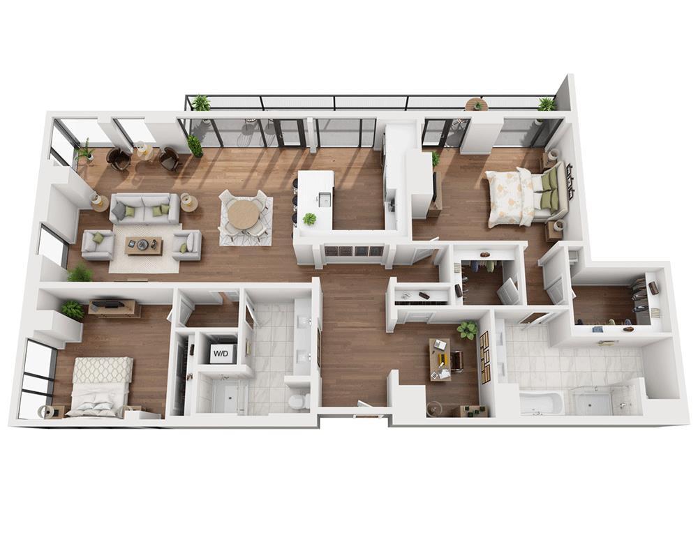 Floor Plan - Two Bedroom Penthouse B2E-PH