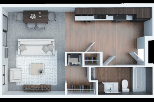 Studio Apartment Floorplan - Furnished Studio