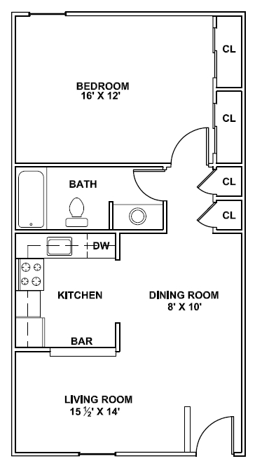 1BR/1BA - 1 bed 1 bath 705 sq. ft.
