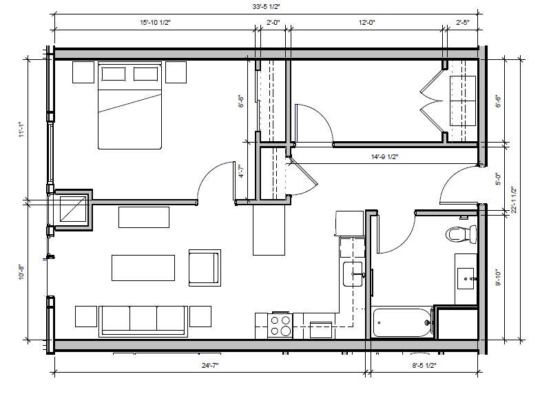 Floor Plan - 1 Bed/1 Bath Den-B2H