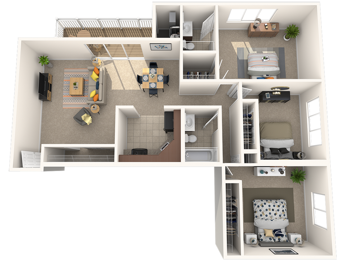 Floor Plan - 3 BEDROOM 2 BATH