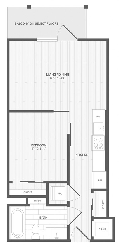 Floor Plan - 1 Bed/1 Bath-C East Medley