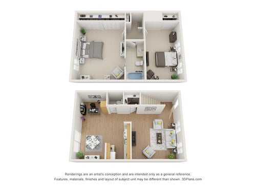 Floor Plan - 2 Bedroom and 1.5 Bathroom L