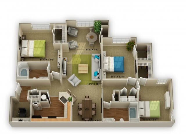 Floor Plan - The Walden with Sunroom