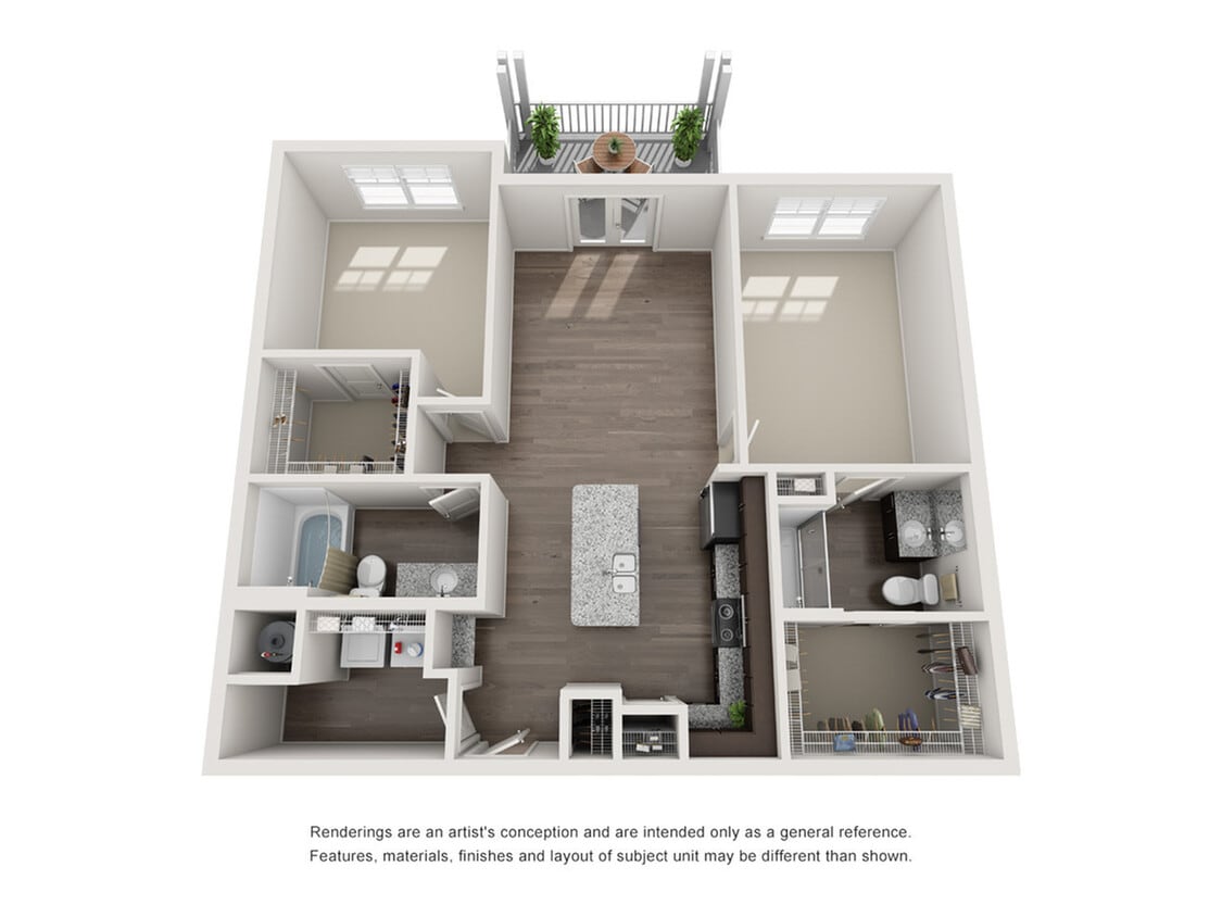 Floor Plan - 2 Bedroom/2 Bath-1086 Sq Ft