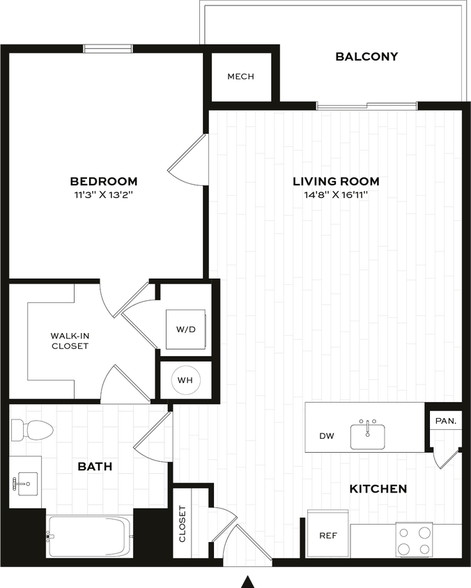 Floor Plan - 1 Bed/1 Bath-B-HA