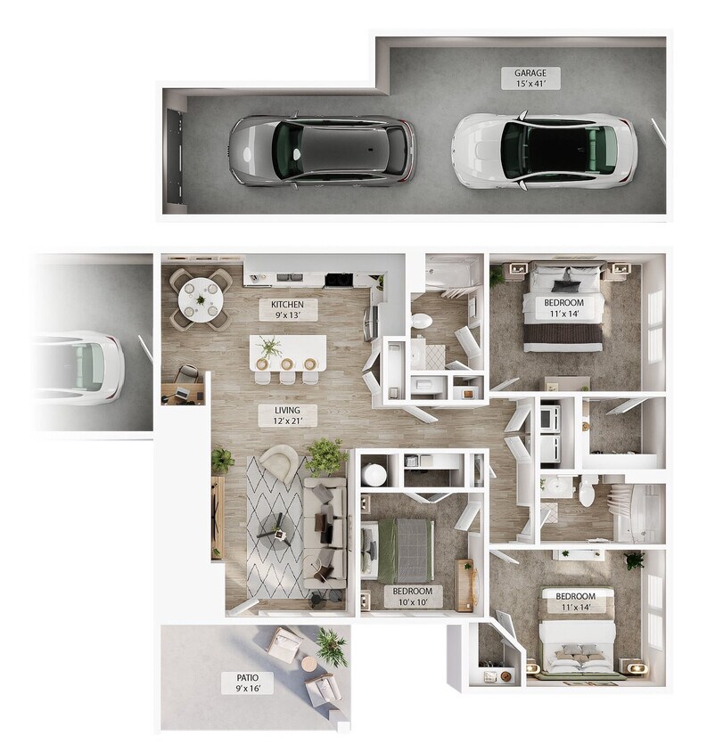 Floor Plan - 3 BR Grand Courtyard Garage