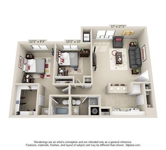 Floor Plan - 2 Bed 2 Bath