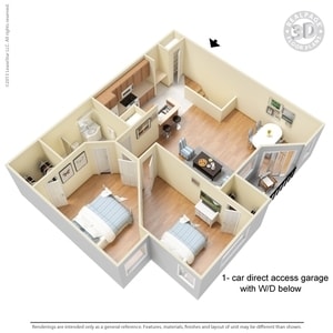 2 Bed 1 Bath 1 car Garage 1040sf - 2 Bed 1 Bath 1-Car Garage 1040 SqFt (1008 Net)