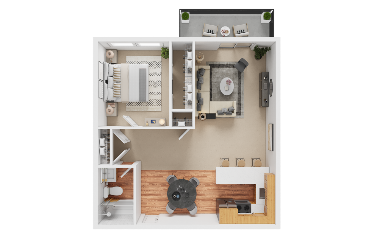 Floor Plan - 1 Bed 1 Bath